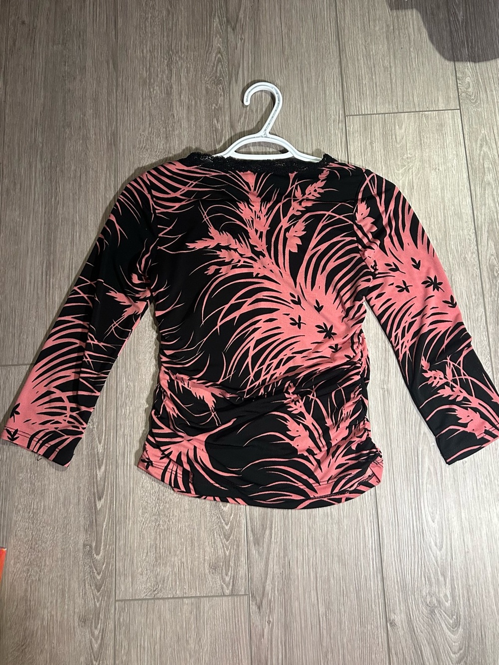 Y2K Vintage Floral Pink and Black Mesh Top with Lace Trim - Picture 3 of 4